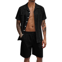 Tatum – Set with Shirt & Shorts | Shirt with Pockets & Matching Shorts-Black-M-State of Style