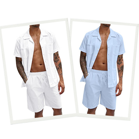 Tatum – Set with Shirt & Shorts | Shirt with Pockets & Matching Shorts-Khaki-M-State of Style
