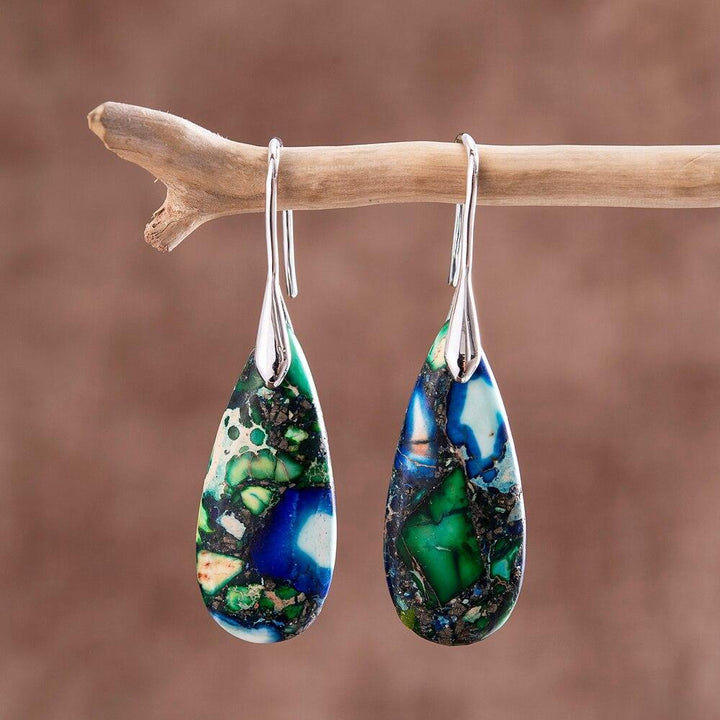 Tear-Shaped Earrings with Natural Grounding – Sylvara-Gold-State of Style