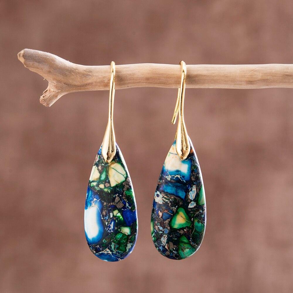 Tear-Shaped Earrings with Natural Grounding – Sylvara-Gold-State of Style