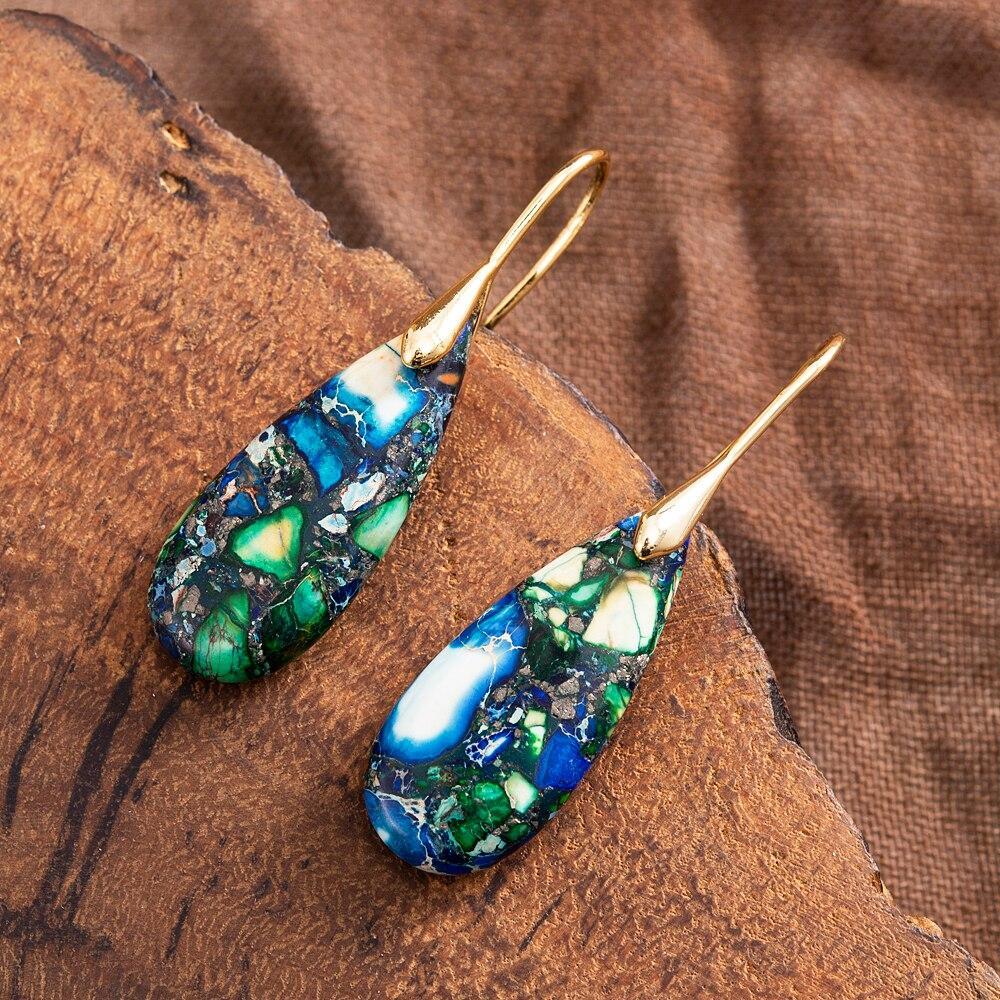 Tear-Shaped Earrings with Natural Grounding – Sylvara-Gold-State of Style