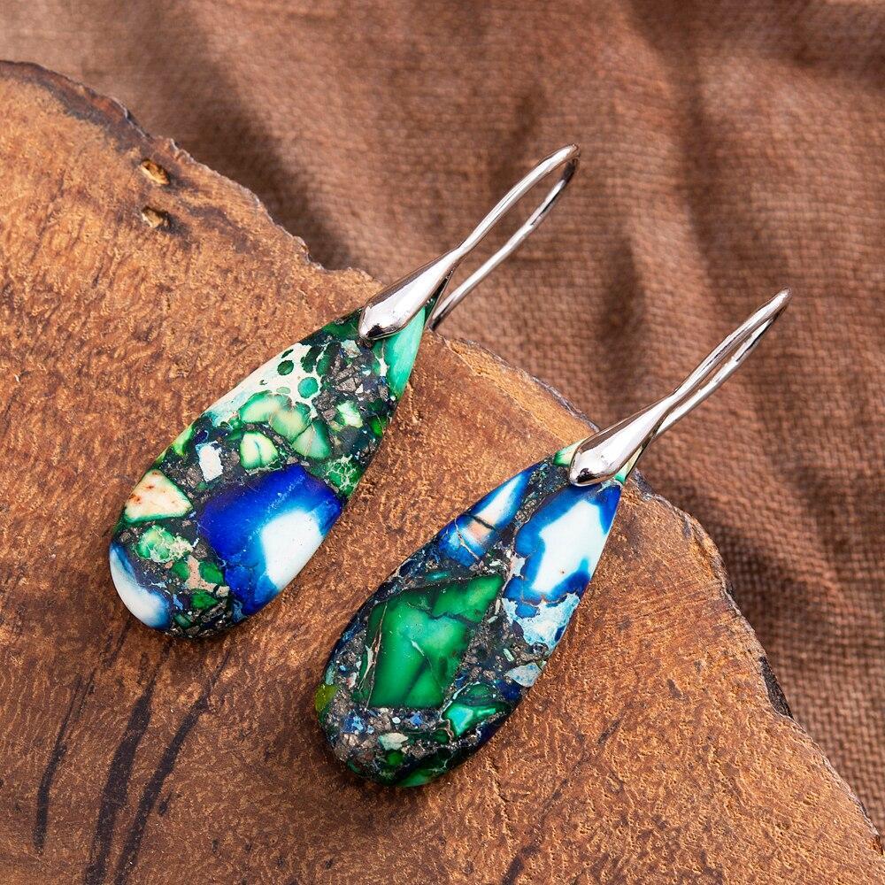 Tear-Shaped Earrings with Natural Grounding – Sylvara-Silver-State of Style