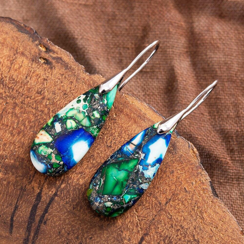 Tear-Shaped Earrings with Natural Grounding – Sylvara-Silver-State of Style