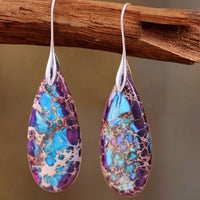 Teardrop Shaped Emperor Stone Earrings - Amara-Purple-State of Style