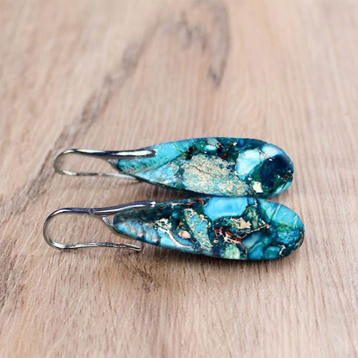 Teardrop Shaped Emperor Stone Earrings - Amara-Purple-State of Style