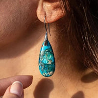 Teardrop Shaped Emperor Stone Earrings - Amara-Purple-State of Style