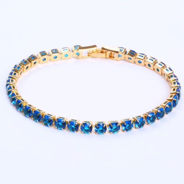 Tennis Necklace and Bracelet Set | Elegant Women's Jewellery-Gold-Blue-17cm-State of Style