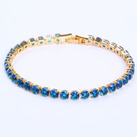 Tennis Necklace and Bracelet Set | Elegant Women's Jewellery-Gold-Blue-17cm-State of Style