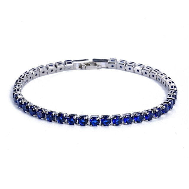Tennis Necklace and Bracelet Set | Elegant Women's Jewellery-Silver-Blue-17cm-State of Style