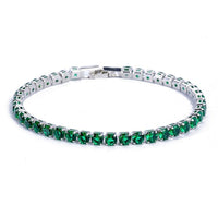 Tennis Necklace and Bracelet Set | Elegant Women's Jewellery-Silver-Green-17cm-State of Style