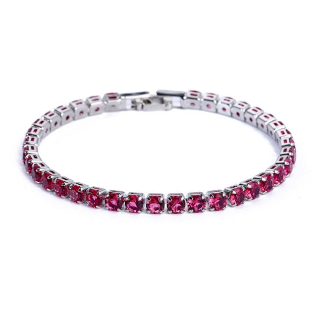 Tennis Necklace and Bracelet Set | Elegant Women's Jewellery-Silver-Red-17cm-State of Style