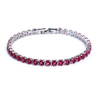 Tennis Necklace and Bracelet Set | Elegant Women's Jewellery-Silver-Red-17cm-State of Style