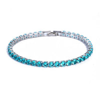 Tennis Necklace and Bracelet Set | Elegant Women's Jewellery-Silver-Sky Blue-17cm-State of Style
