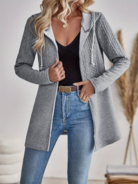 Textured Zip-Up Hoodie Jacket - Isla-S-State of Style