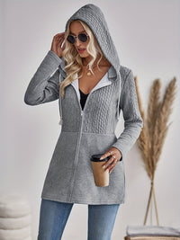 Textured Zip-Up Hoodie Jacket - Isla-S-State of Style