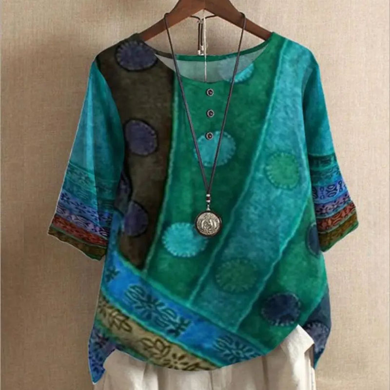 Thea Top | Unique Vintage Boho Print-Green-S-State of Style
