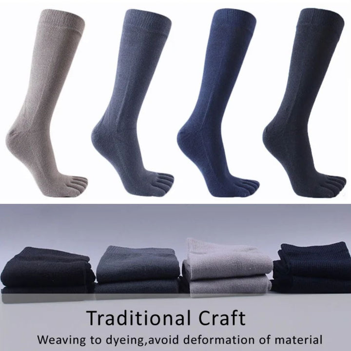 Theodore Traditional Socks – 5-Pack Cotton Toe Socks for Freshness-Blue-State of Style