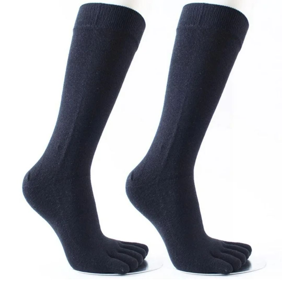 Theodore Traditional Socks – 5-Pack Cotton Toe Socks for Freshness-Navy Blue-State of Style