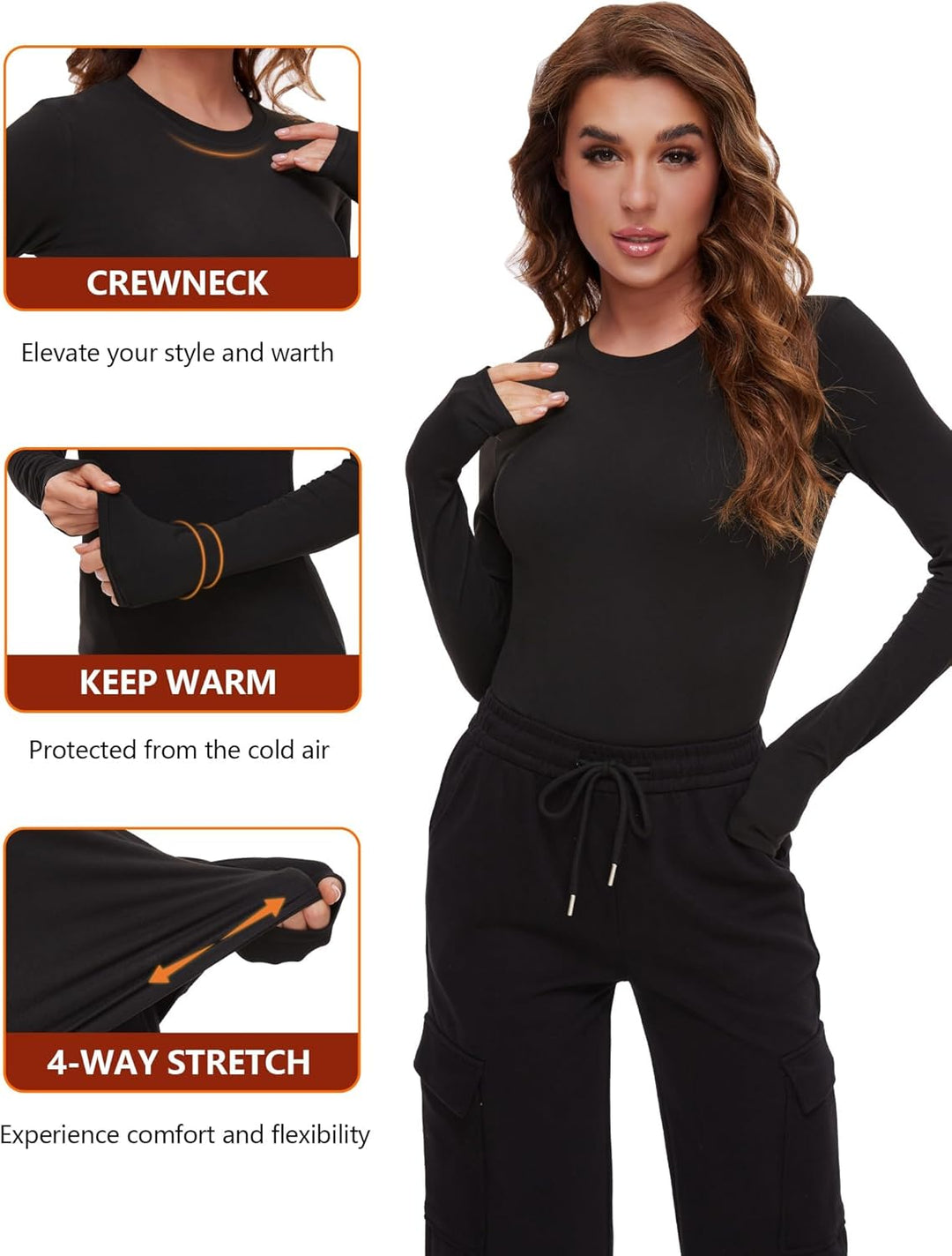 Thermal Shirts for Women - Luna (4-pack)-2 Black 1 Grey 1 White-XS-State of Style