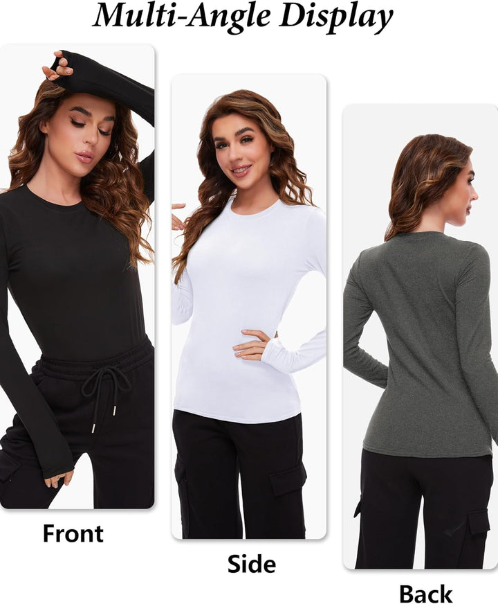 Thermal Shirts for Women - Luna (4-pack)-2 Black 1 Grey 1 White-XS-State of Style