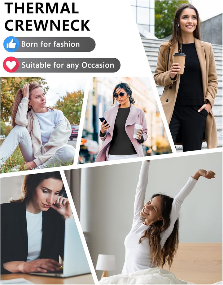 Thermal Shirts for Women - Luna (4-pack)-2 Black 1 Grey 1 White-XS-State of Style