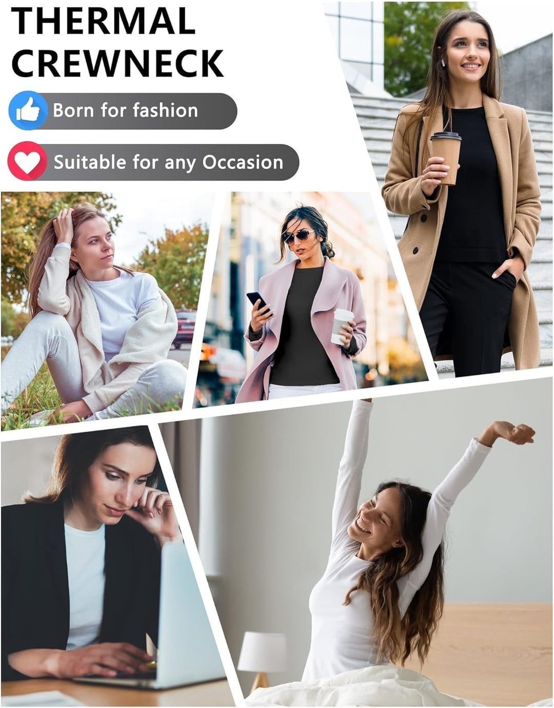 Thermal Shirts for Women - Luna (4-pack)-2 Black 1 Grey 1 White-XS-State of Style