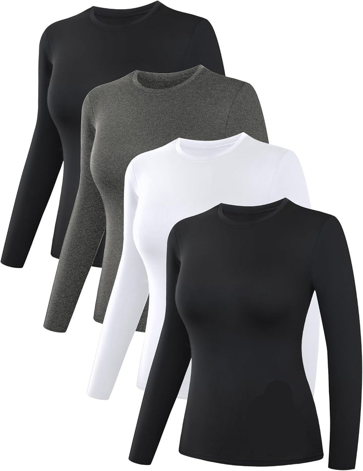 Thermal Shirts for Women - Luna (4-pack)-2 Black 1 Grey 1 White-XS-State of Style