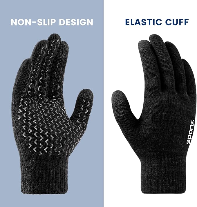Thermal Touchscreen Winter Gloves - Rowan-Black-L-State of Style