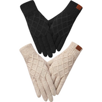 Thermally Knitted Touchscreen Winter Gloves – ArcticTap-Black + Khaki-State of Style