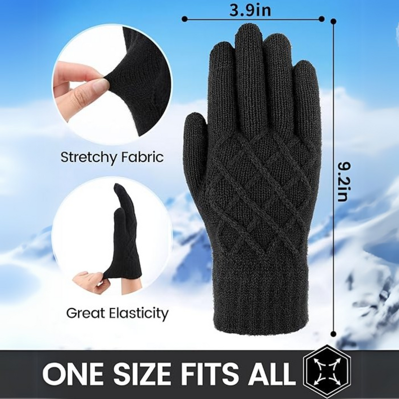 Thermally Knitted Touchscreen Winter Gloves – ArcticTap-Black + Light Grey-State of Style