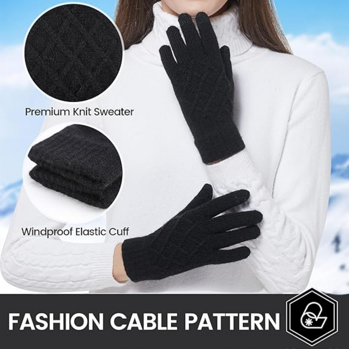 Thermally Knitted Touchscreen Winter Gloves – ArcticTap-Black + Light Grey-State of Style