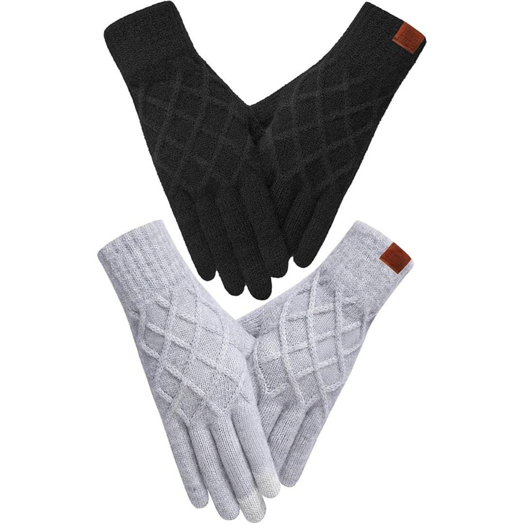 Thermally Knitted Touchscreen Winter Gloves – ArcticTap-Black + Light Grey-State of Style