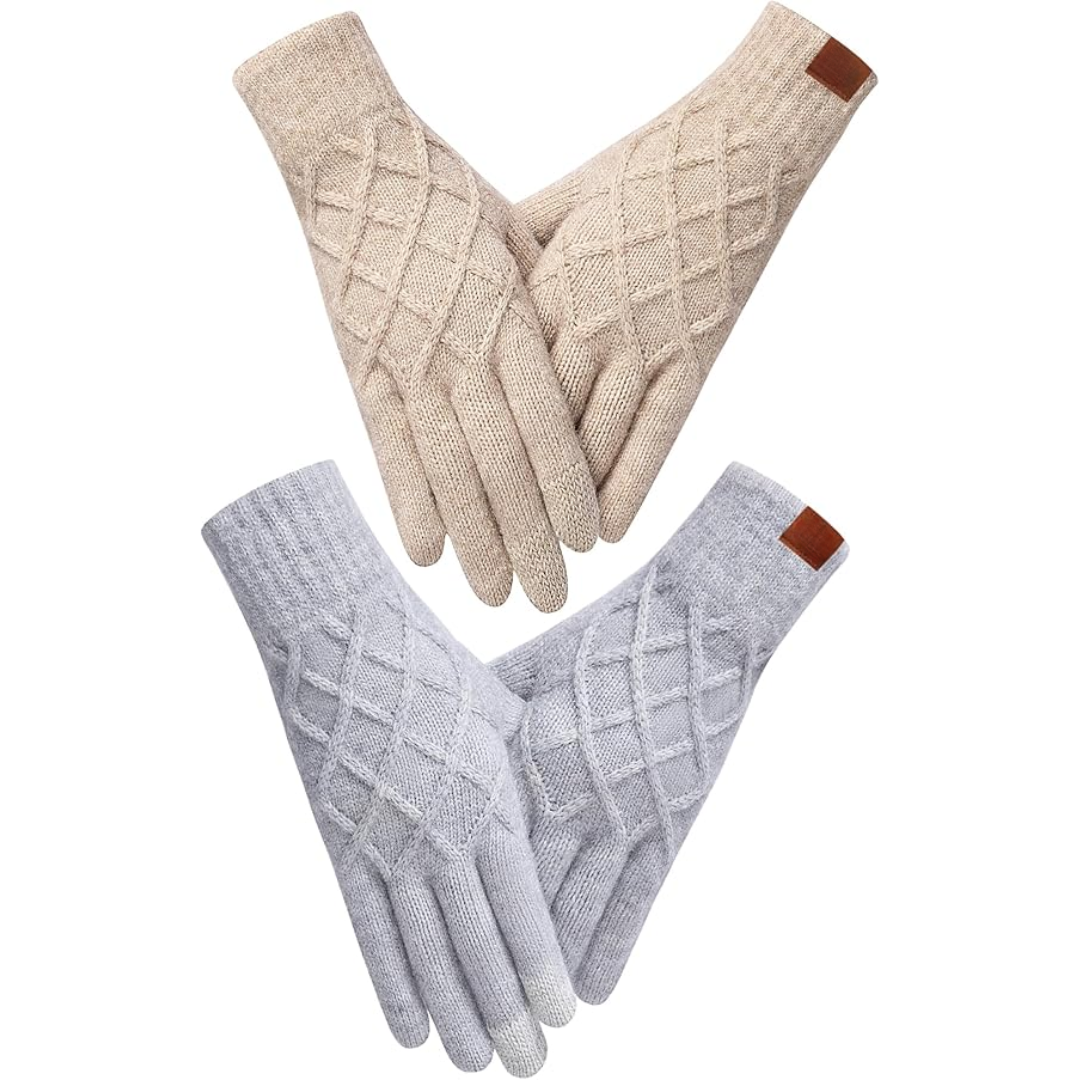 Thermally Knitted Touchscreen Winter Gloves – ArcticTap-Khaki + Dark Grey-State of Style