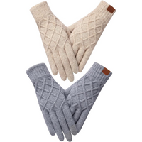 Thermally Knitted Touchscreen Winter Gloves – ArcticTap-Khaki + Light Grey-State of Style