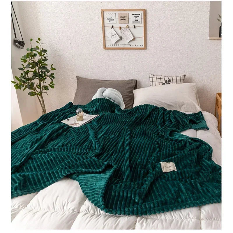 Thick Flannel Autumn Blanket - WarmHaven-70x100cm-Dark Green-State of Style