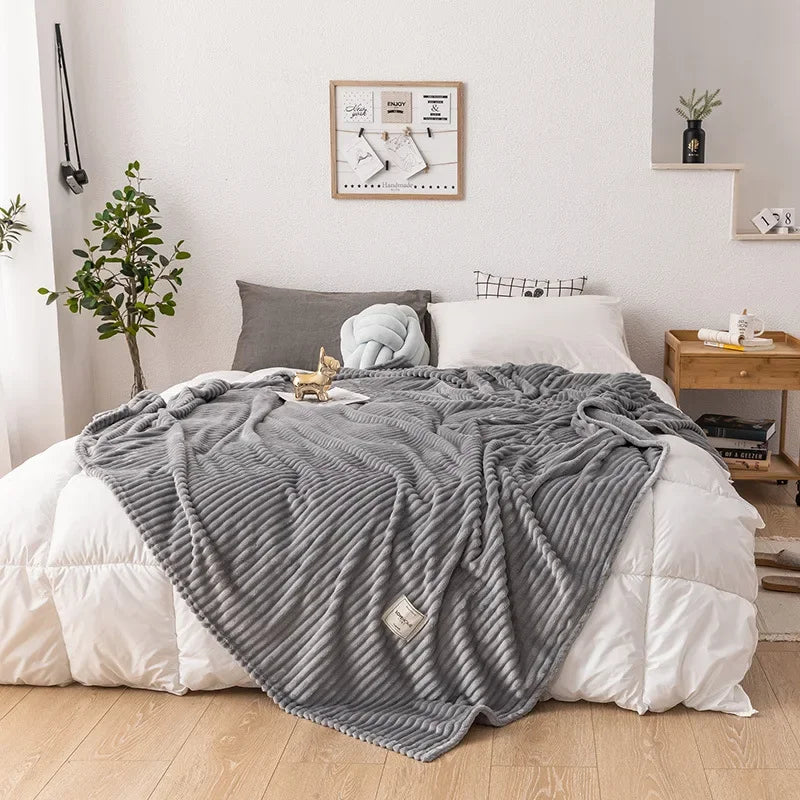 Thick Flannel Autumn Blanket - WarmHaven-70x100cm-Grey-State of Style
