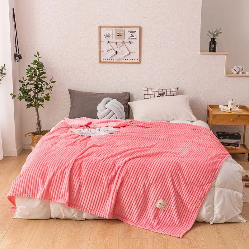 Thick Flannel Autumn Blanket - WarmHaven-70x100cm-Pink-State of Style