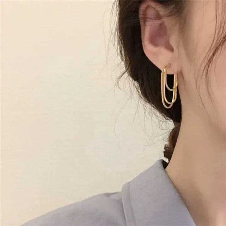 Three-Layer Chain Earrings - Aurelia-Gold-State of Style
