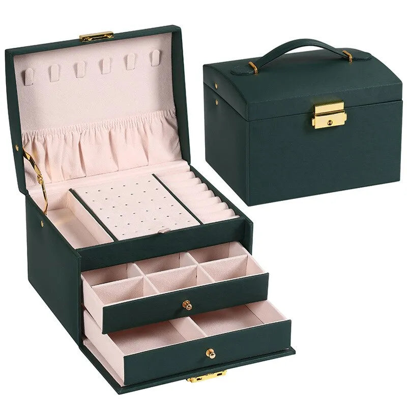 Three-Layer Jewellery Box | Organised Storage-GREEN-State of Style