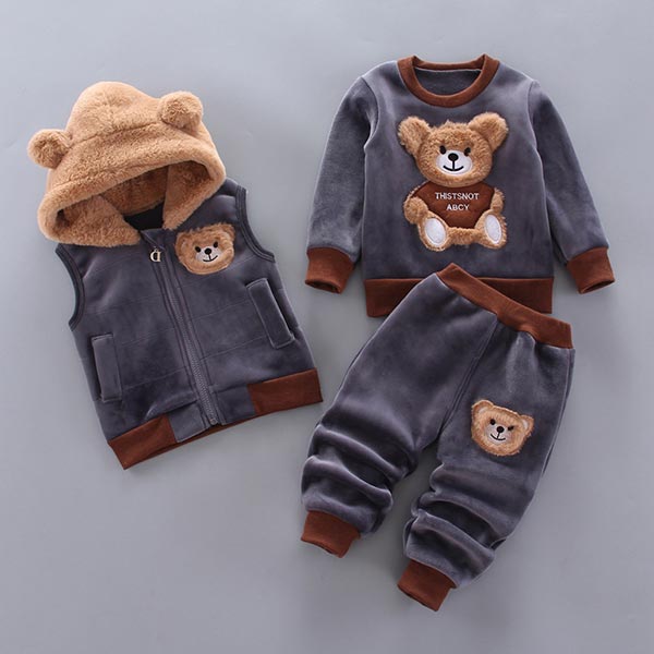 Three-Piece Baby and Toddler Set with Bear Pattern – BearHugs-Blue-6-9 Months (68-74 cm)-State of Style