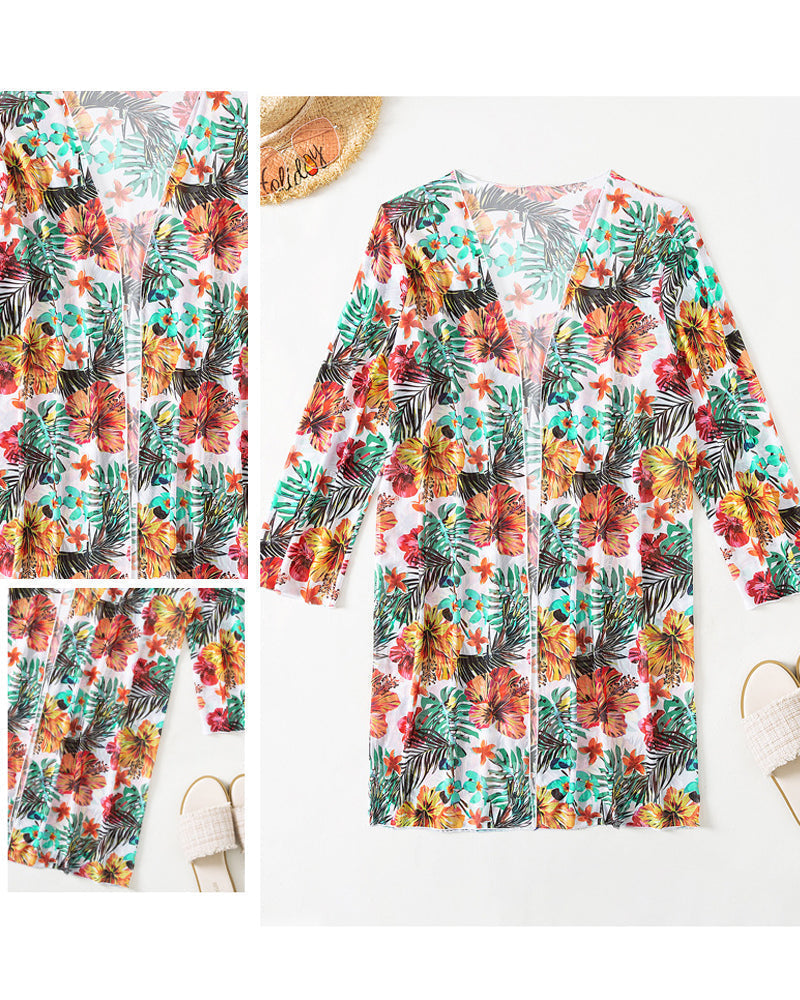 Three-Piece Bikini Set with Floral Print – Yara-White-S-State of Style