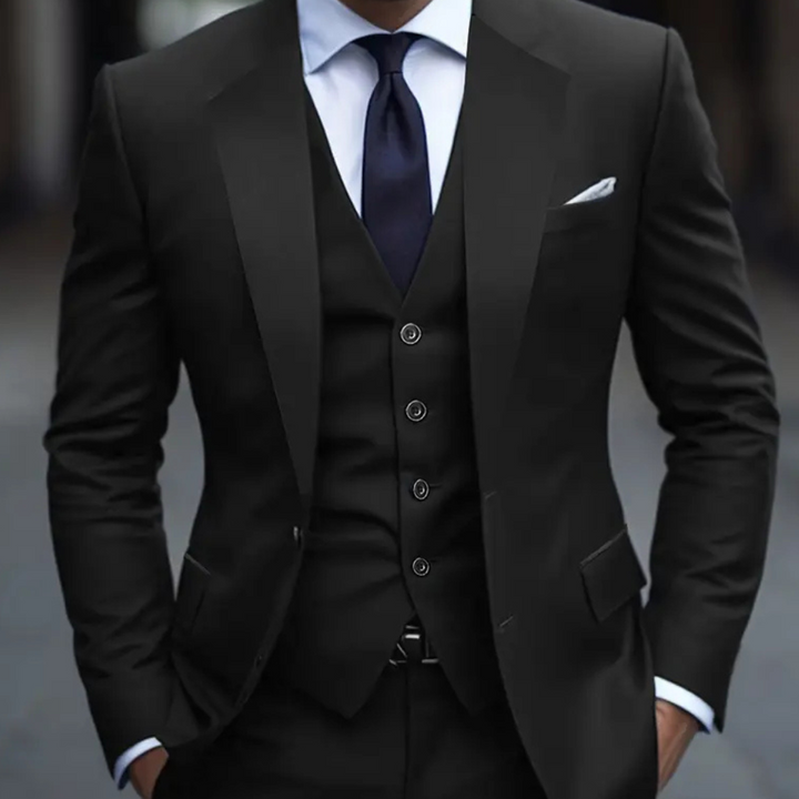Three-Piece Formal Suit for Men - Leon-Black-S-State of Style