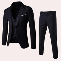 Three-Piece Formal Suit for Men - Leon-Black-S-State of Style