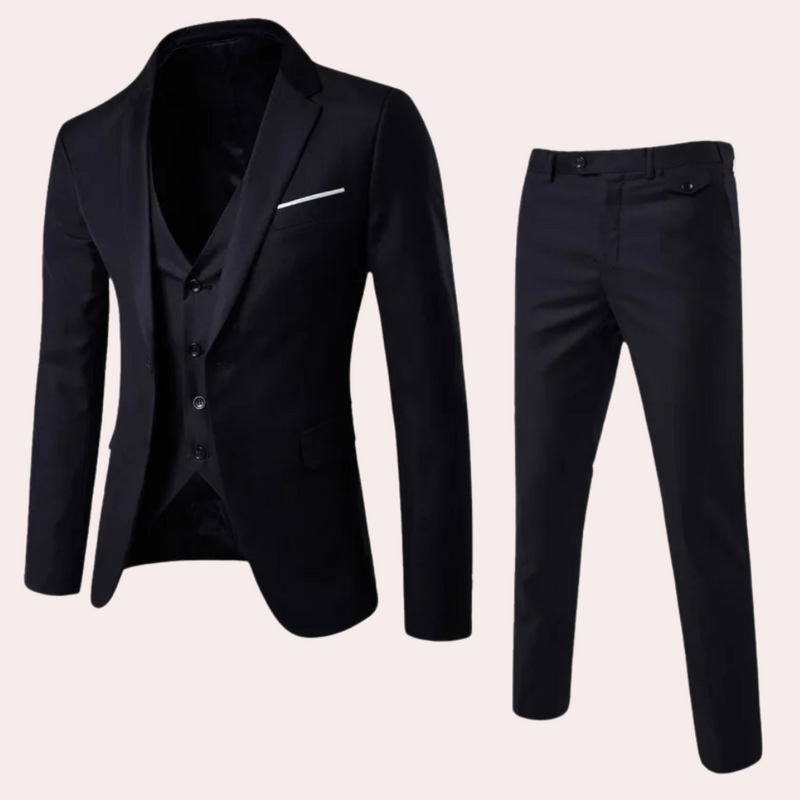 Three-Piece Formal Suit for Men - Leon-Black-S-State of Style