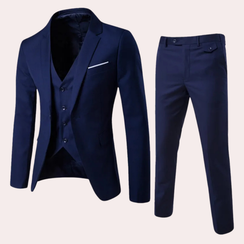 Three-Piece Formal Suit for Men - Leon-Dark blue-S-State of Style