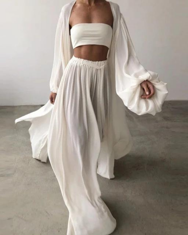 Three-piece summer outfit cotton ladies – Marla-White-S-State of Style