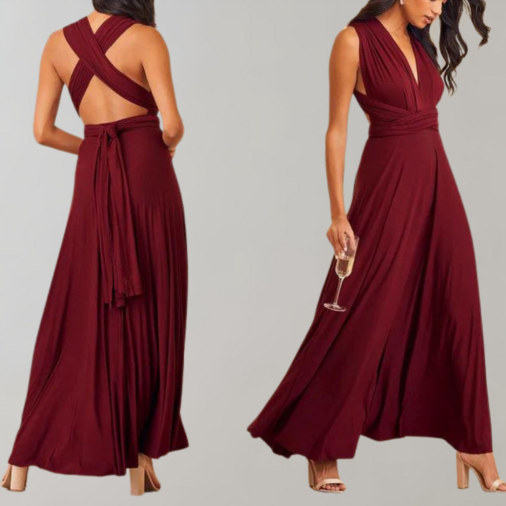 Tia - Elegant Wrap Dress for Women-Wine red-S-State of Style