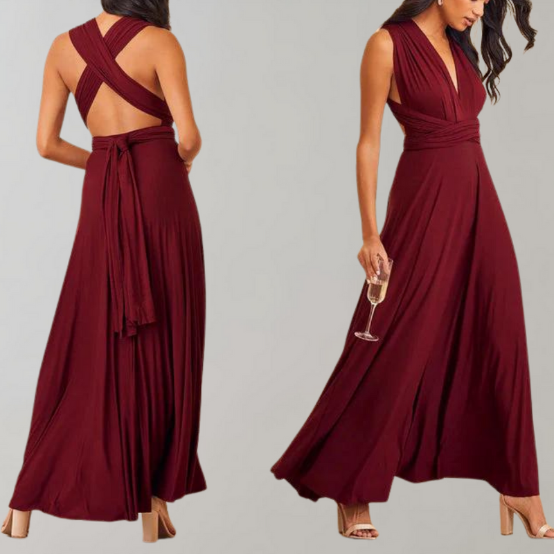 Tia - Elegant Wrap Dress for Women-Wine red-S-State of Style