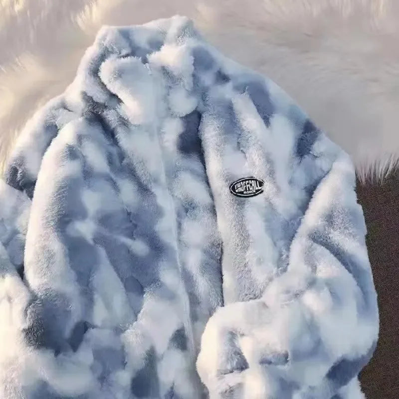 Tie-Dye Fleece Jacket for Women - Nila-Blue-S-State of Style