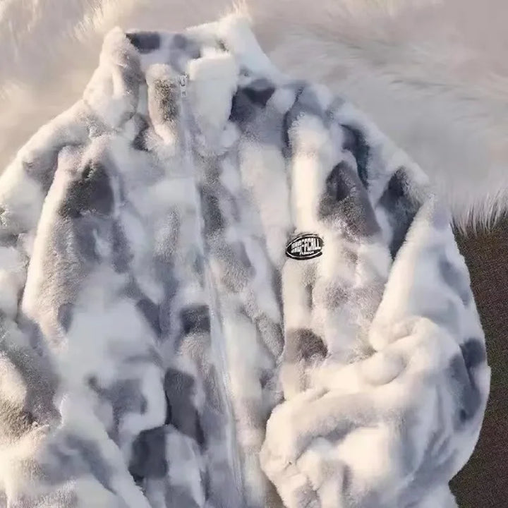 Tie-Dye Fleece Jacket for Women - Nila-Grey-S-State of Style